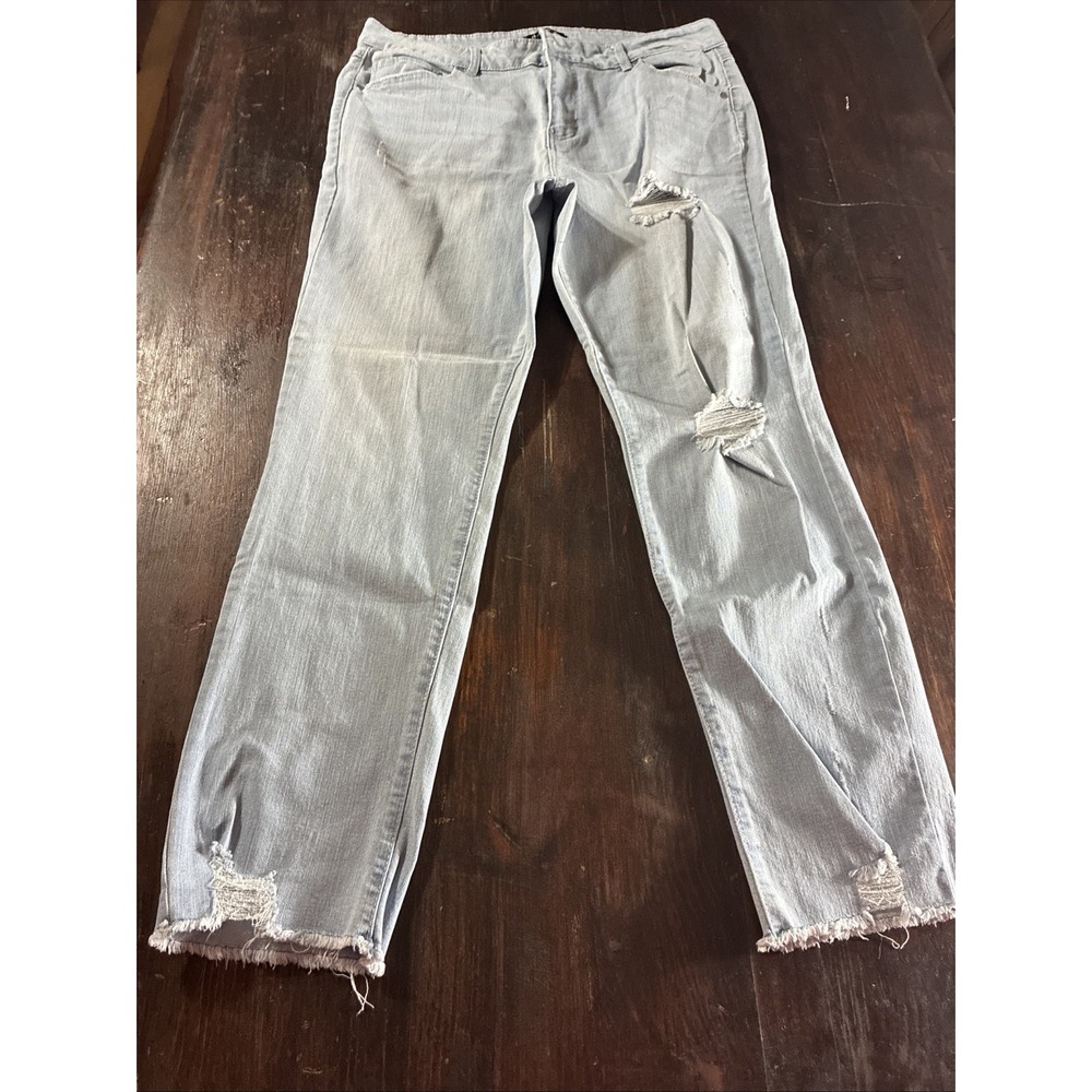 d.jeans Women's Light Blue Light Wash Stretch Denim 5-Pocket Jeans Button Zip 14